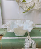 MILK GLASS FENTON ORNATE VINTAGE BOWL DISH