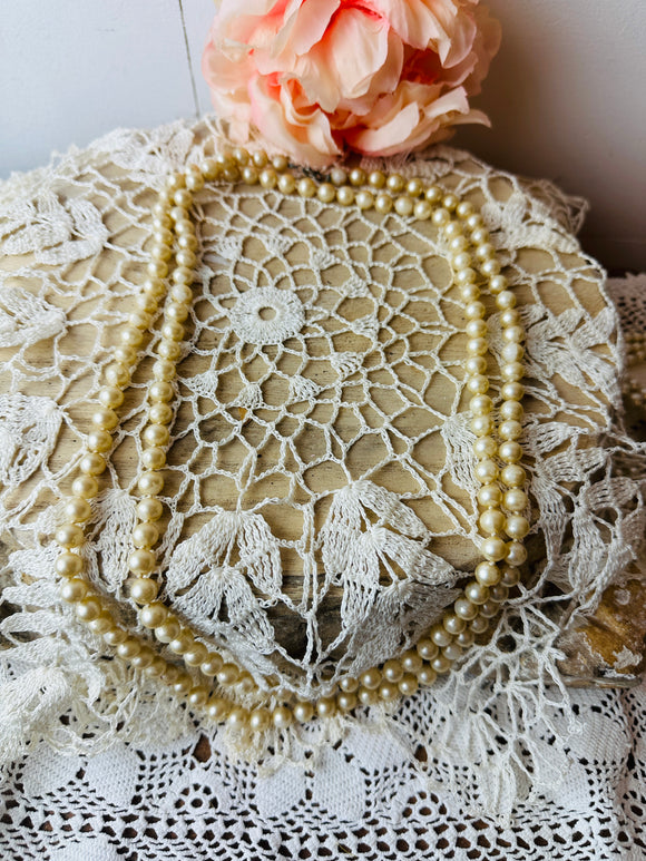 AUTHENTIC CULTURED LARGE PEARLS ANTIQUE EXTRA LONG STRAND PEARL NECKLACE