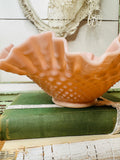 X RARE FENTON LARGE PINK HOBNAIL RUFFLE BOWL