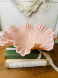 X RARE FENTON LARGE PINK HOBNAIL RUFFLE BOWL