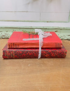 PAIR OF ANTIQUE RED BOOKS