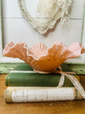 X RARE FENTON LARGE PINK HOBNAIL RUFFLE BOWL