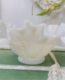 MILK GLASS FENTON ORNATE VINTAGE BOWL DISH
