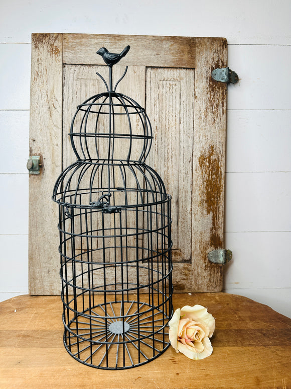 TALL BIRD CAGE WITH BIRD VINTAGE