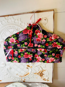 HANGING FLORAL JEWELRY MAKE UP BAG VINTAGE  FLORAl