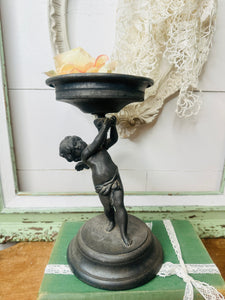 RARE TAZZA BRONZE CHERUB PEDESTAL BOWL