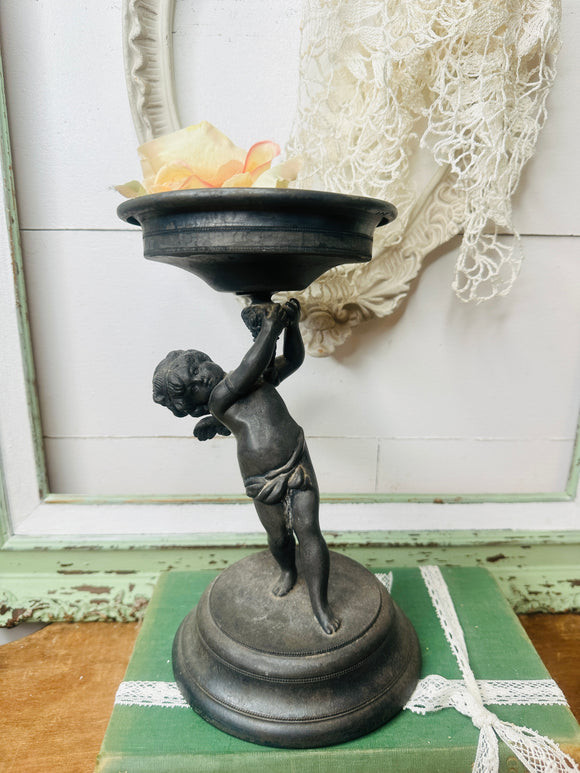 RARE TAZZA BRONZE CHERUB PEDESTAL BOWL
