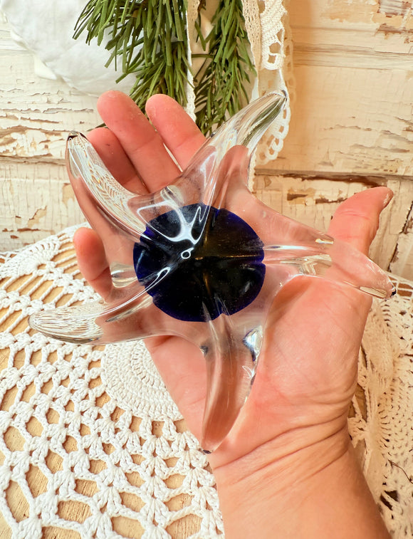 BLOWN GLASS COBALT BLUE STARFISH DECOR #2