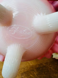 X RARE FENTON SIGNED QUILT PATTERN BASKET FOOTED