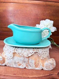 SET OF RARE JAPAN GRAVY BOAT AND DISH PLATE  AQUA TURQUOISE TEAL JADE CHIFFON JAPAN MARKED
