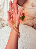 VINTAGE ECRU KNOTTED PEARL W BARREL CLASP NECKLACE