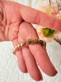 VINTAGE ECRU KNOTTED PEARL W BARREL CLASP NECKLACE