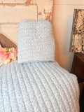 GINGHAM AND FLORAL COUNTRY BLUE BEDSPREAD AND SHAM
