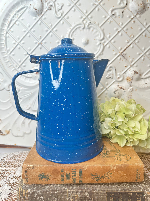 ENAMEL BLUE SPECKLED PITCHER