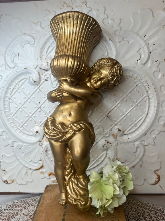 XL CHERUB CHALK WARE PLANTER