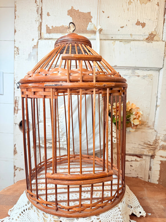 ANTIQUE X LARGE WOODEN BIRD CAGE