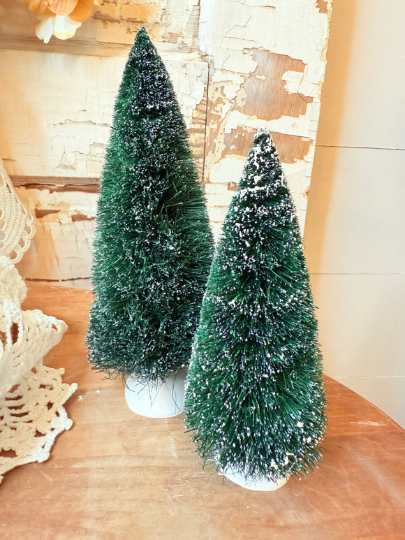 VINTAGE SET OF 2 DEPT 56 LARGE VILLAGE FLOCKED TREES