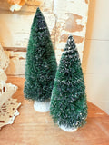 VINTAGE SET OF 2 DEPT 56 LARGE VILLAGE FLOCKED TREES