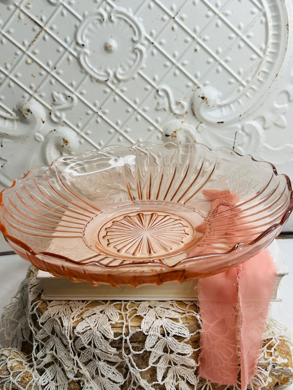 1930s MAYFAIR PINK GLASS LARGE BOWL