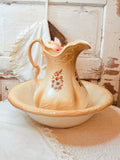 VINTAGE RARE XL FLORAL PITCHER AND BASIN