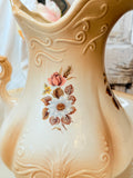 VINTAGE RARE XL FLORAL PITCHER AND BASIN