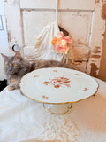 LIMOGES CAKE PLATE ON PEDESTAL VINTAGE