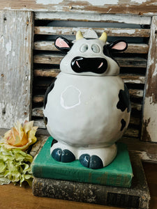 LARGE COW COOKIE JAR VINTAGE FARMHOUSE ADORABLE RARE