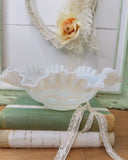 VINTAGE FENTON COIN DOT LARGE RUFFLED BOWL