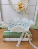 VINTAGE FENTON COIN DOT LARGE RUFFLED BOWL