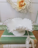 FENTON SILVERCREST RUFFLED PEDESTAL BOWL