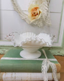 FENTON SILVERCREST RUFFLED PEDESTAL BOWL