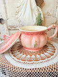 VINTAGE SHABBY CHIC VICTORIAN PINK LARGE CHAMBER POT BOWL AND LID