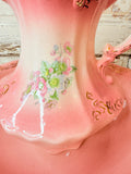 VINTAGE SHABBY CHIC VICTORIAN PINK LARGE PITCHER AND BASIN RARE GORGEOUS