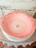 VINTAGE SHABBY CHIC VICTORIAN PINK LARGE PITCHER AND BASIN RARE GORGEOUS