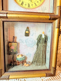 WORKING VICTORIAN SHADOW BOX CLOCK GORGEOUS VINTAGE  - RARE!!