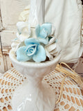 GORGEOUS VINTAGE WEEPING WILLOW PORCELAIN BLUE  ROSE LAMP LIGHT - 1950s RARE!!