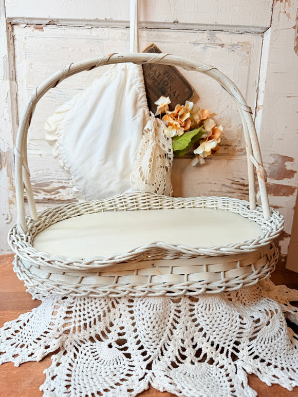 GORGEOUS LARGE ANTIQUE VICTORIAN FLAT LAY CENTERPIECE BASKET - RARE!!