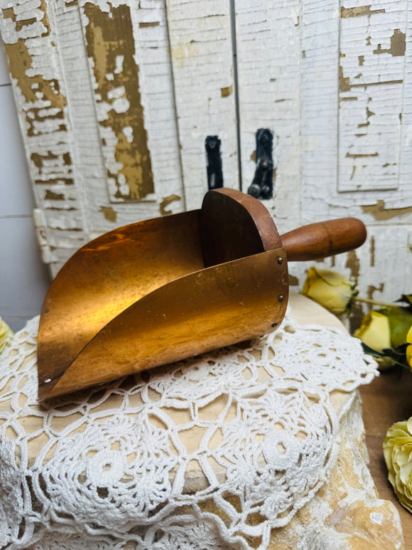LARGE COPPER SCOOP ANTIQUE RARE- 2 AVAILABLE