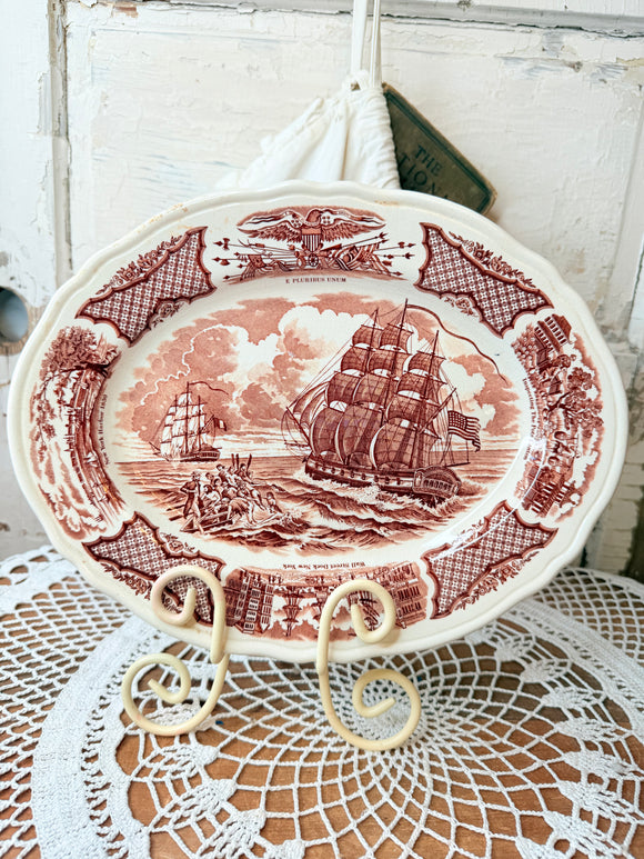 LARGE PLATTER BROWN TRANSFER WARE MEAKIN IRONSTONE VINTAGE