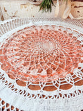 LARGE VINTAGE DETAILED PINK DEPRESSION GLASS CAKE PLATE
