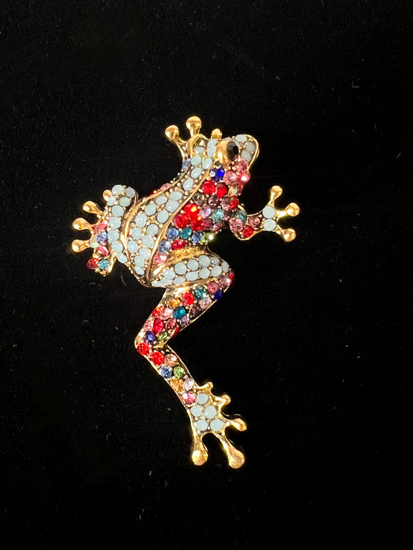 VINTAGE GEM FROG BROOCH - VIBRANT