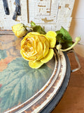 ANTIQUE WOOD TRAY WITH BRASS HANDLES FLORAL - GORGEOUS!!!