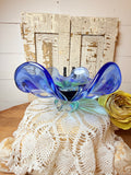 LARGE MURANO COBALT BLUE OMBRÉ BOWL GLASS ART VINTAGE