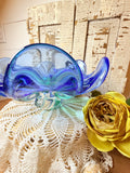 LARGE MURANO COBALT BLUE OMBRÉ BOWL GLASS ART VINTAGE