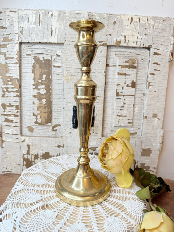 LARGE VINTAGE SOLID BRASS CANDLESTICK
