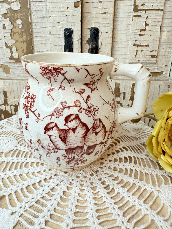 RARE BROWN TRANSFERWARE VINTAGE MARKED PITCHER