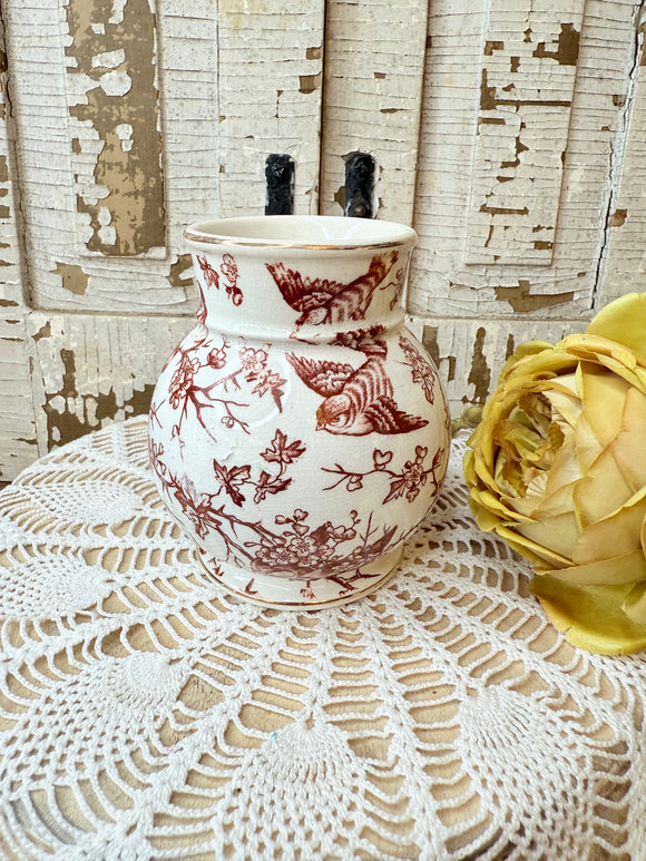 RARE BROWN TRANSFER-WARE VINTAGE VASE