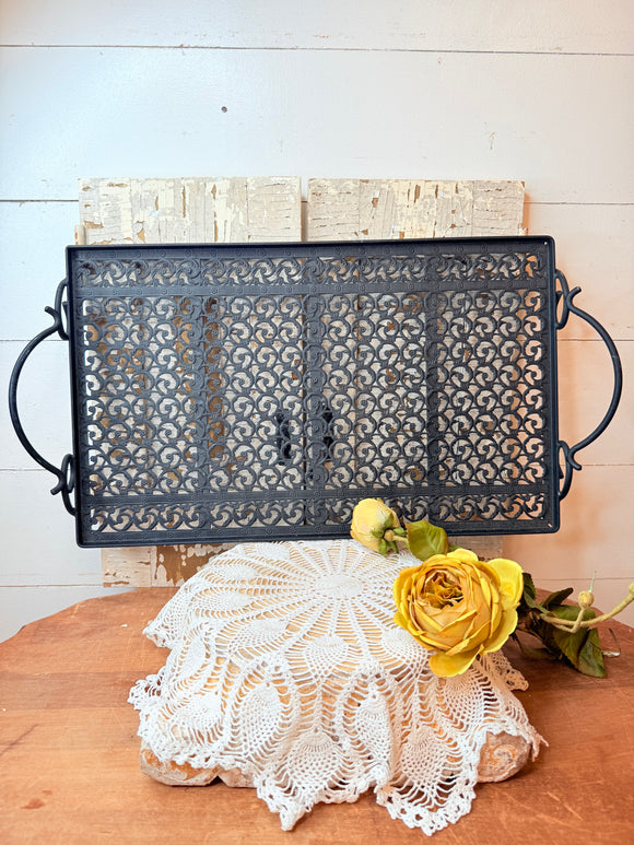 GORGEOUS BLACK FORGED DETAILED  VICTORIAN RARE LARGE TRAY