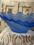 SWIRL COBALT BLUE XL  BOWL ART GLASS GORGEOUS!!!