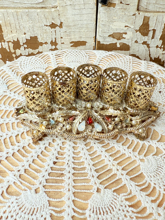 GORGEOUS  RARE VINTAGE JEWELED ANS FILIGREE LIPSTICK HOLDER STUNNING!!!!